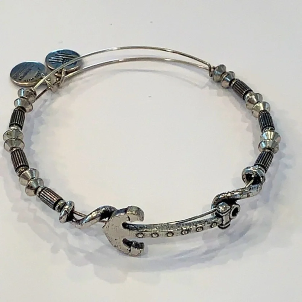 Alex and ani boat anchor silver tone beaded